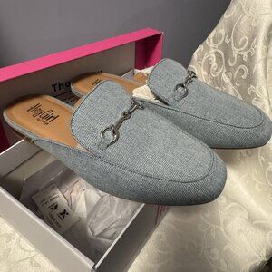 Hey Girl by Corkys Blue Denim Charmer Mules EUC Sz 9